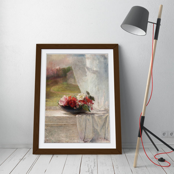 Framed Art Poster - John La Farge, Flowers On Window Ledge | Matte Paper Print