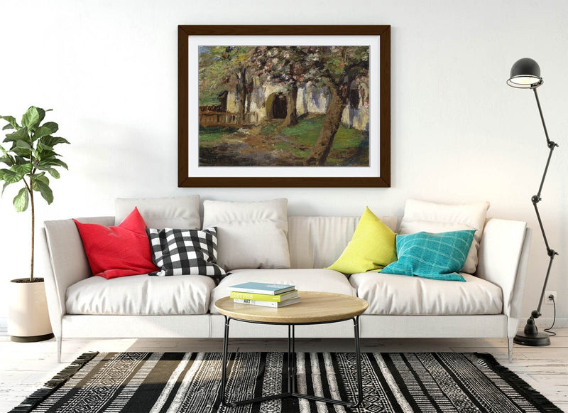 Framed Wall Art – Olga Wisinger-Florian Blooming Apple Trees Print with Woodgrain Frame