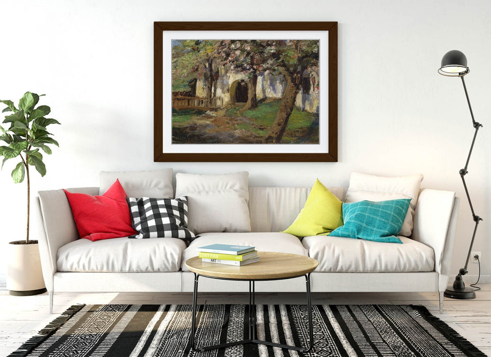 Framed Wall Art – Olga Wisinger-Florian Blooming Apple Trees Print with Woodgrain Frame