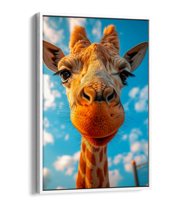 Giraffe Canvas Art - Funny Animal Print on Float Effect Canvas Wall Decor