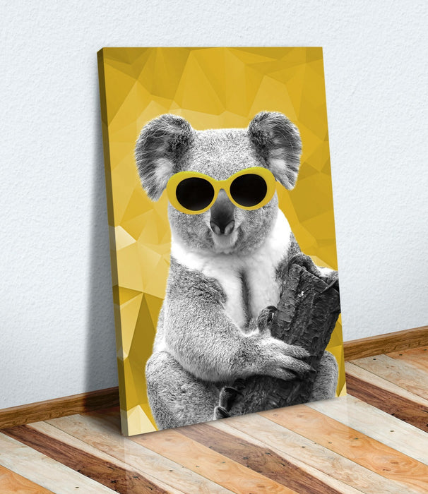 Koala Canvas Wall Art - Handmade Animal Canvas Print | Yellow Mustard Decor
