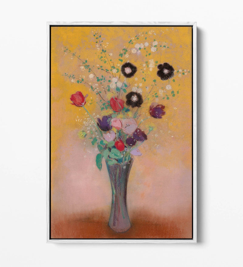 Float Effect Canvas Art - Odilon Redon Vase Of Flowers On Premium MDF Frame