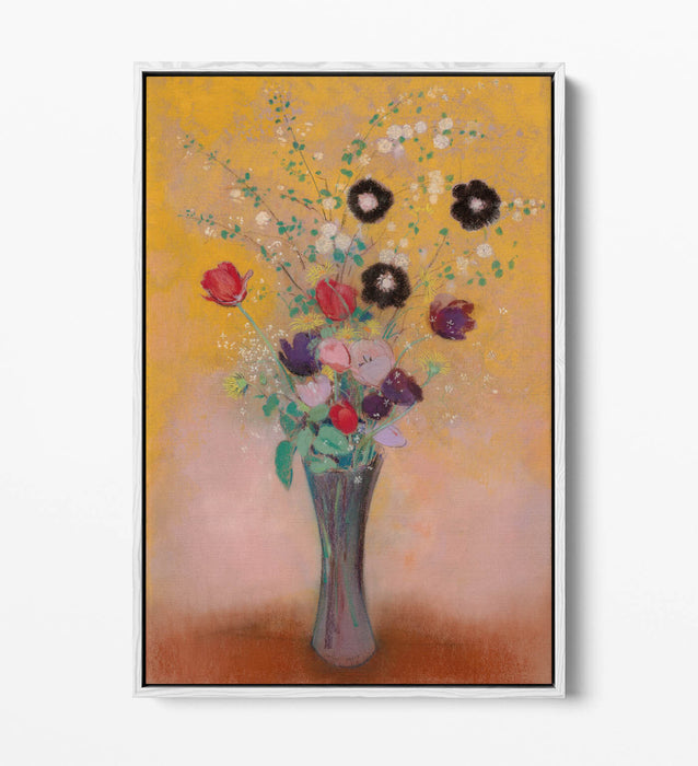 ODILON REDON, VASE OF FLOWERS -FLOAT EFFECT CANVAS WALL ART PRINT