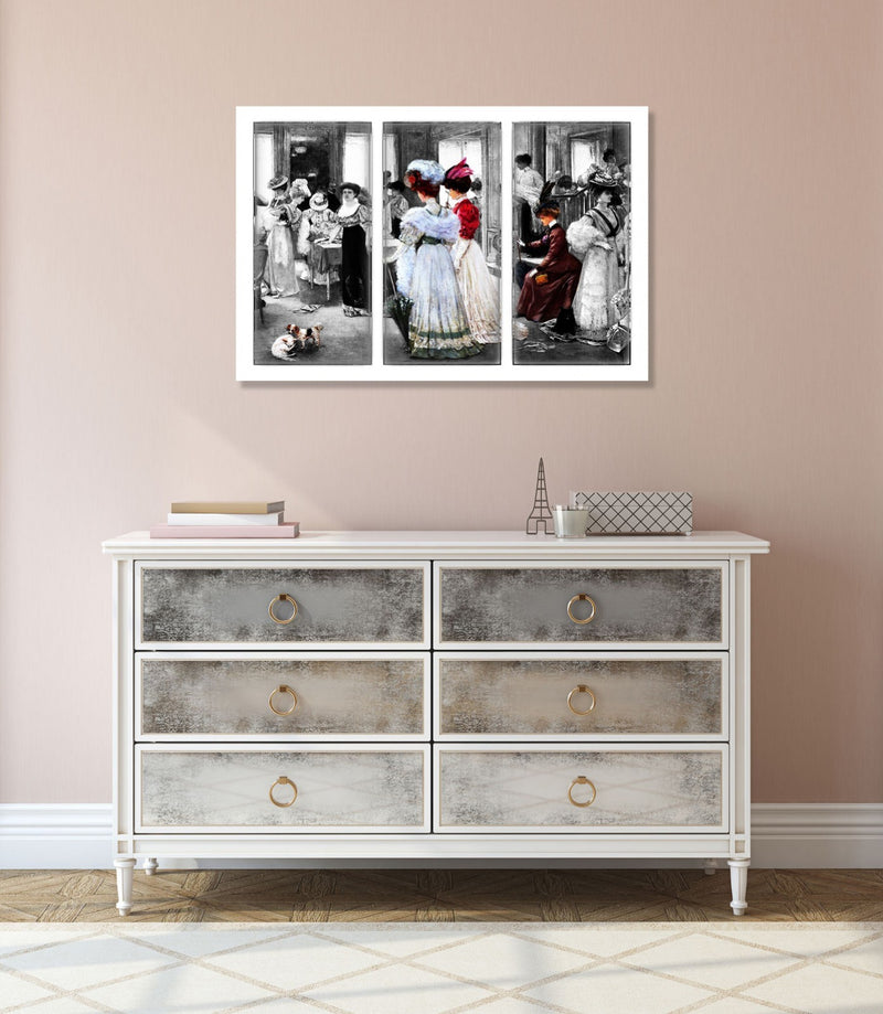 Vintage Canvas Wall Art – Framed Victorian Women Artwork | Deep Frame Canvas Print