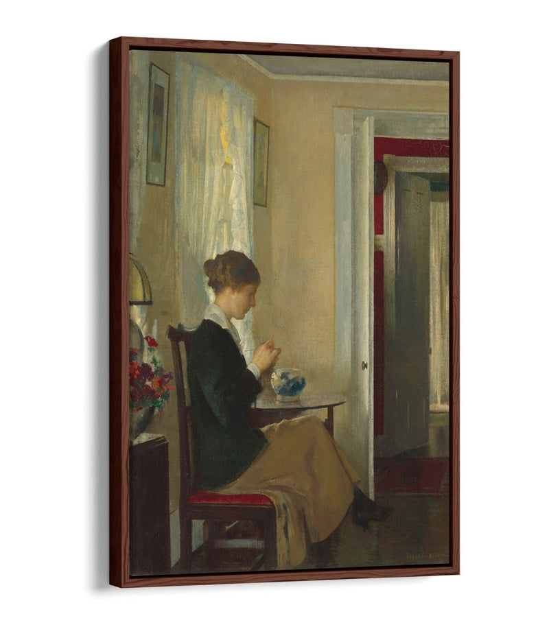 Canvas Wall Art Print - Edmund Charles Tarbell Josephine Knitting Float Effect | Premium Handmade UK