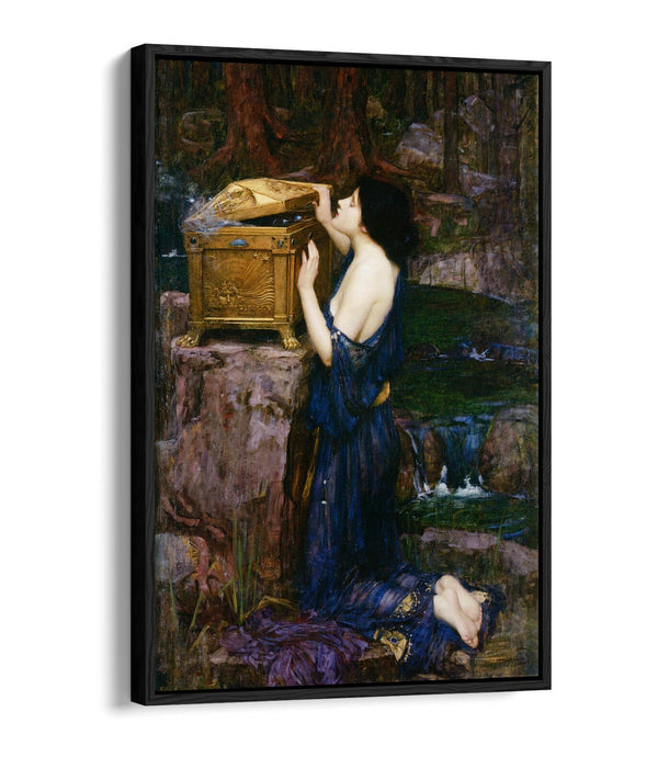 JOHN WILLIAM WATERHOUSE PANDORA-FLOAT EFFECT CANVAS WALL ART PIC PRINT-GREEN