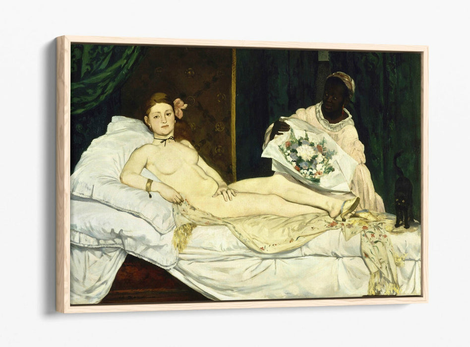 EDOUARD MANET OLYMPIA- FLOAT EFFECT CANVAS WALL ART PIC PRINT- WHITE BROWN