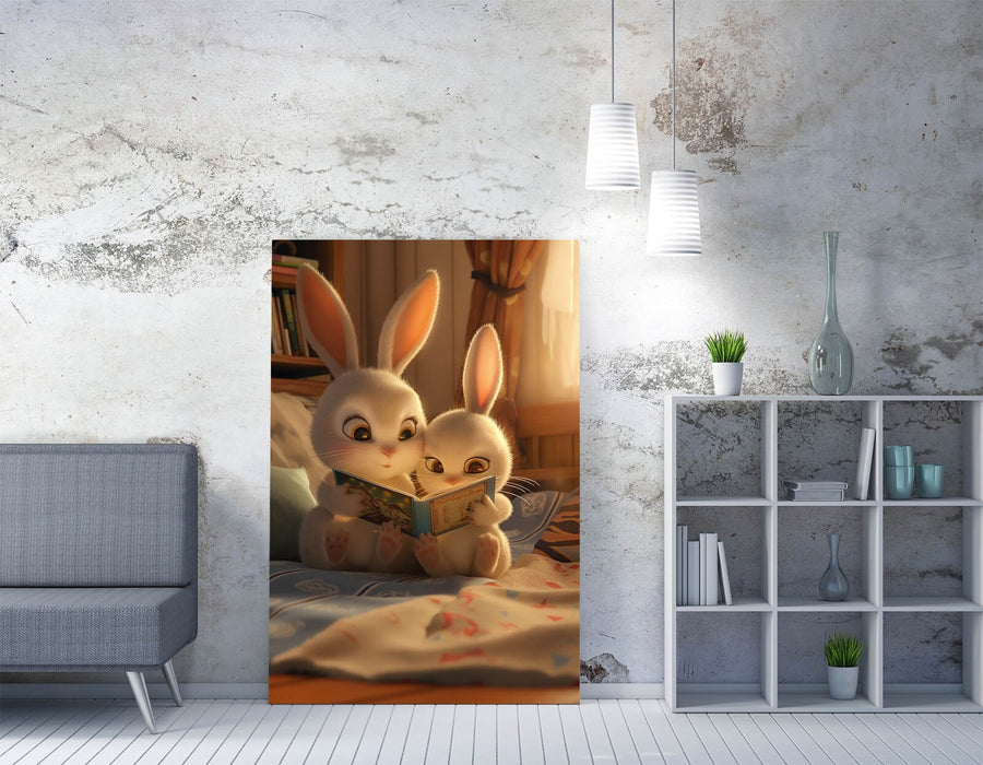 Bunny Canvas Wall Art – Handmade Canvas Print for Kids Bedroom Decor