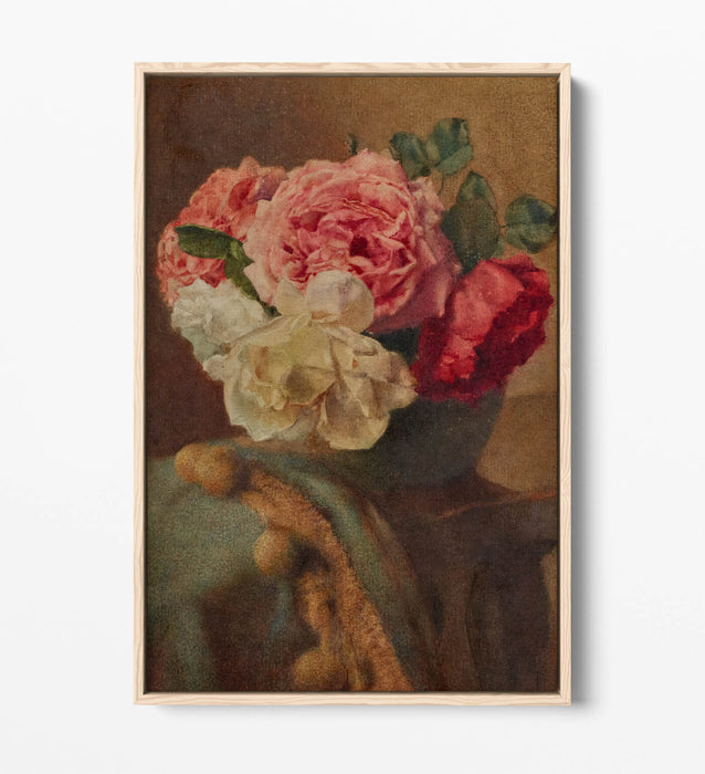 Float Effect Canvas Art - William John Wainwright Roses Floral Print on Premium Frame