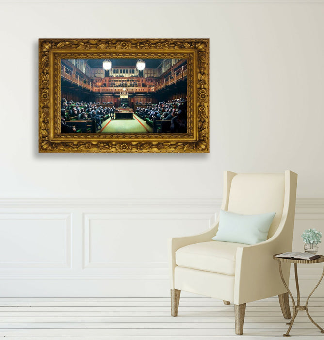MONKEY PARLIAMENT CANVAS WALL ART ARTWORK GRAFFITI PRINTED FRAME BANKSY STYLE