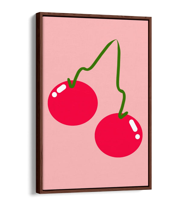 CHERRIES TRENDY MINIMALIST KITCHEN CHERRY -FLOAT EFFECT CANVAS WALL ART PRINT