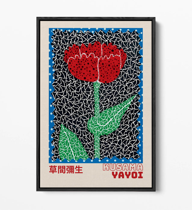 YAYOI KUSAMA RED ROSE FLORAL CONTEMPORARY DECOR FLOAT EFFECT CANVAS ART PRINT