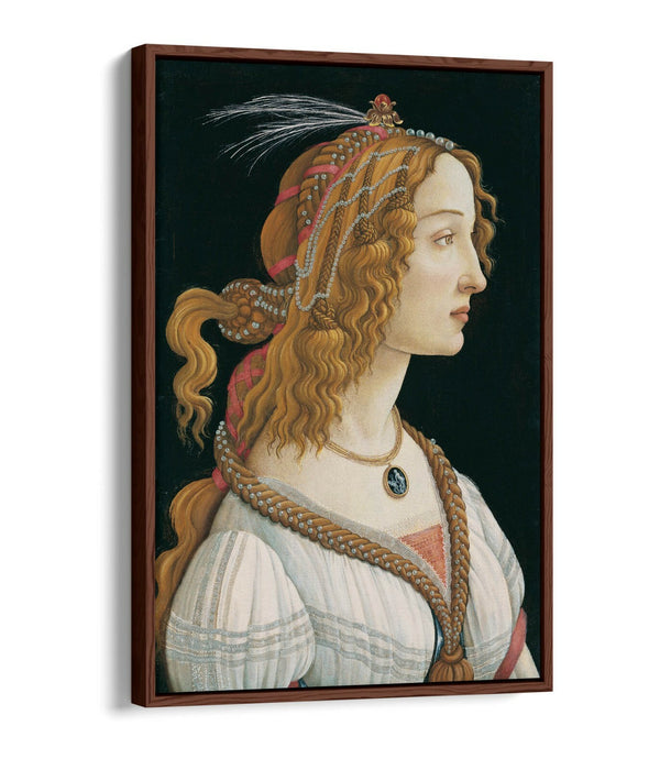 SANDRO BOTTICELLI, PORTRAIT OF A YOUNG WOMAN -FLOAT EFFECT CANVAS WALL ART PRINT