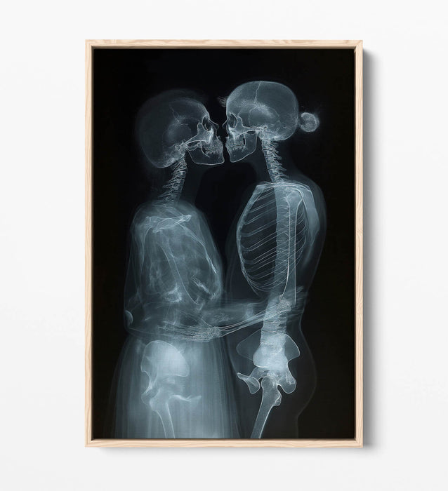 Float Effect Canvas Art - X-Ray Couple Kissing Bedroom Wall Art Print