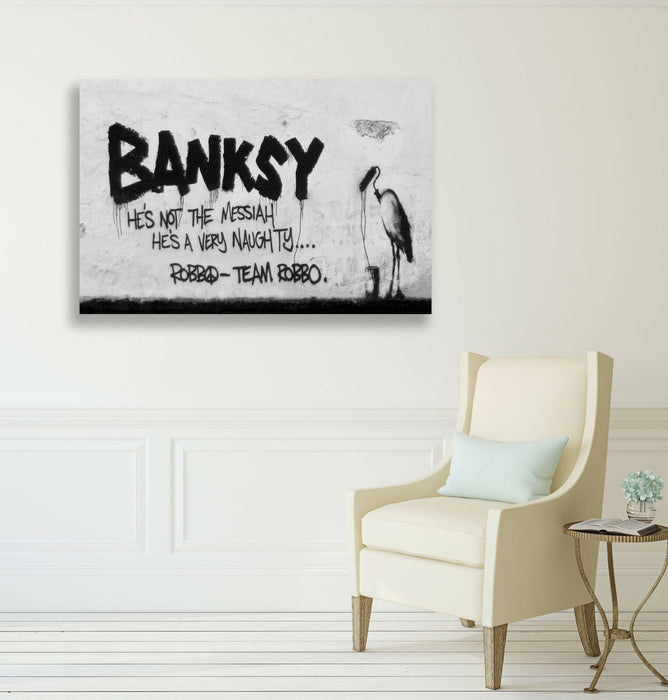 BANKSY STYLE - BANKSY V ROBBO -  CANVAS STREET WALL ART PRINT ARTWORK