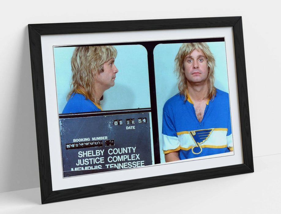 OZZY OSBOURNE MUGSHOT 1 -ART FRAMED POSTER PICTURE PRINT ARTWORK- CYAN