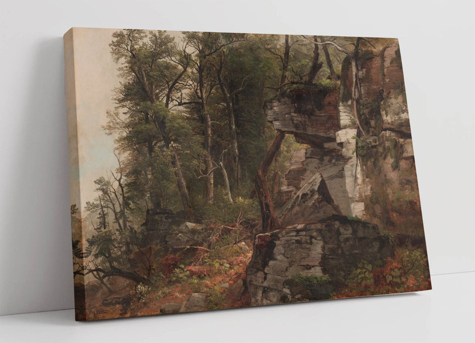ASHER BROWN DURAND, TREES ON ROCKY HILLSIDE -CANVAS WALL ARTWORK PICTURE PRINT