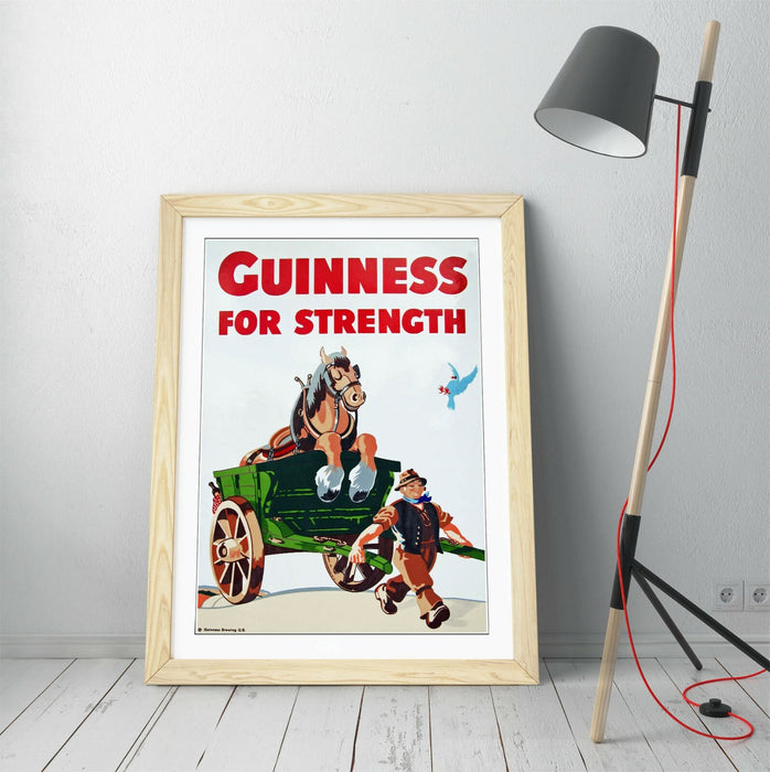 VINTAGE "GUINNESS FOR STRENGTH" POSTER ADVERT -FRAMED WALL ART PICTURE PRINT