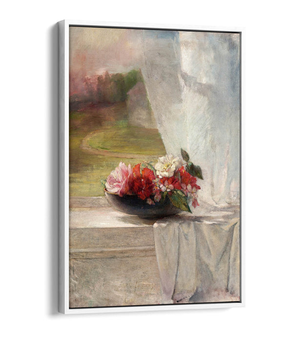 Float Effect Canvas Art – Flowers on Window Ledge | Premium Handmade Wall Decor