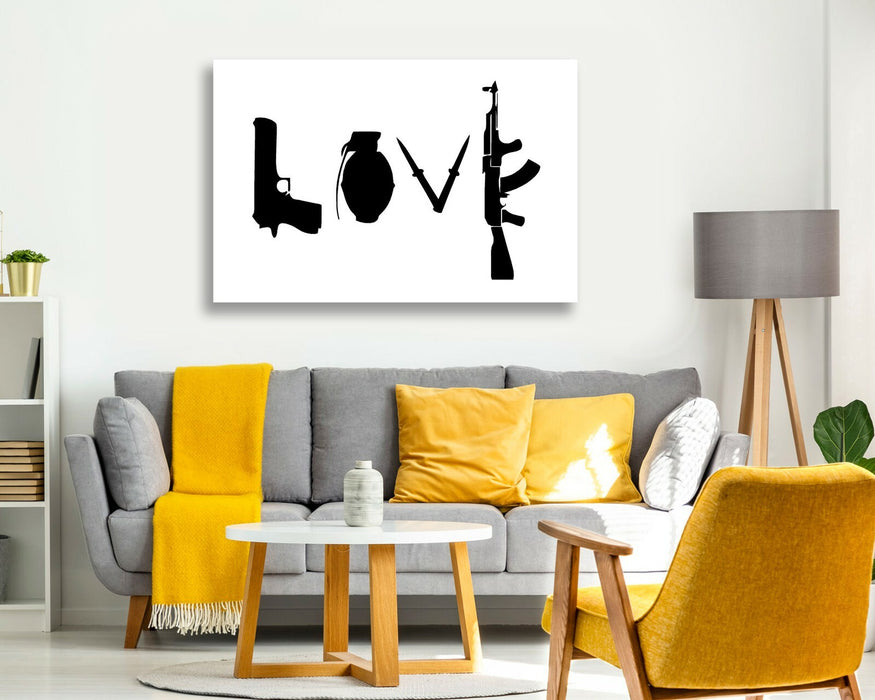 BANKSY LOVE WEAPONS GUNS GRAFFITI CANVAS WALL ART PRINT ARTWORK DEEP FRAMED