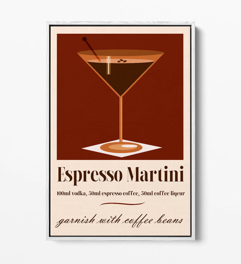 Espresso Martini Canvas – Float Effect Cocktail Wall Art With Premium Varnish Finish