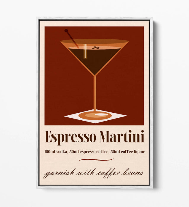 Espresso Martini Canvas – Float Effect Cocktail Wall Art With Premium Varnish Finish