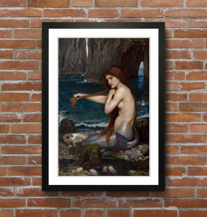 JOHN WILLIAM WATERHOUSE MERMAID FRAMED ART POSTER PAINTING PRINT 4 SIZES