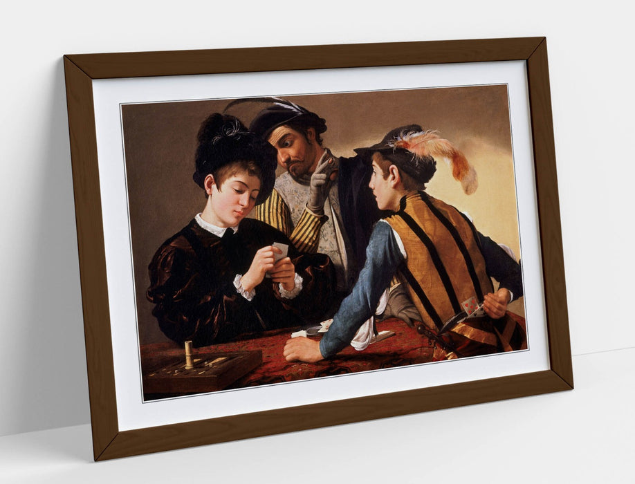 Framed Wall Art – Caravaggio Painting Print The Cardsharps Poster 4 Sizes