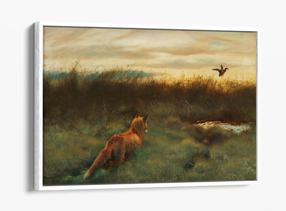 Canvas Wall Art - Bruno Liljefors Fox And Duck Float Effect Print On Canvas