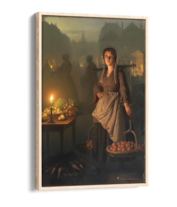 PETRUS VAN SCHENDEL, MARKET BY CANDLIGHT -FLOAT EFFECT CANVAS WALL ART PIC PRINT