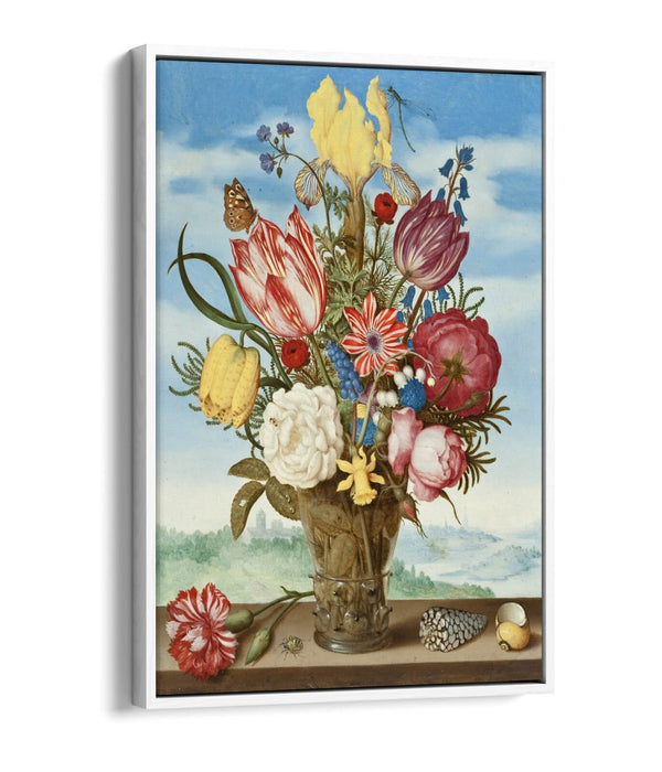 AMBROSIUS BOSSCHAERT, BOUQUET OF FLOWERS -FLOAT EFFECT CANVAS WALL ART PIC PRINT