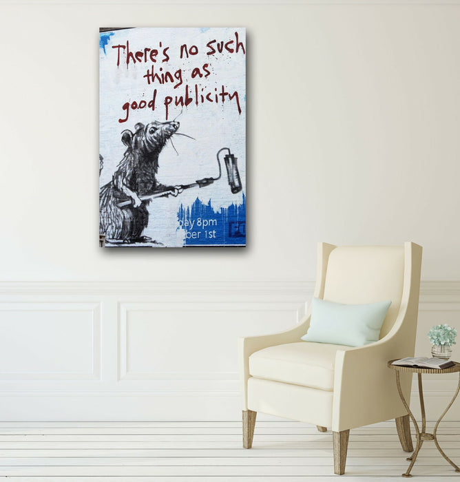 BANKSY CANVAS STREET WALL ART PRINT ARTWORK RATS - NO SUCH THING GOOD PUBLICITY