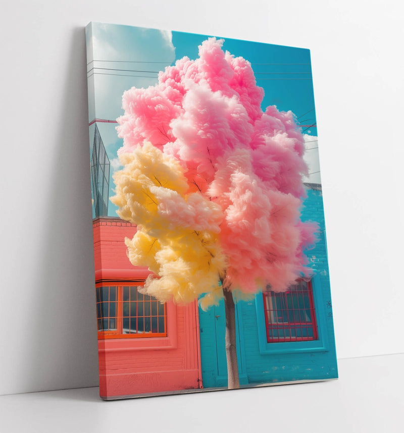 Canvas Wall Art – Multi Colour Cotton Candy Tree Art | Contemporary Canvas Print