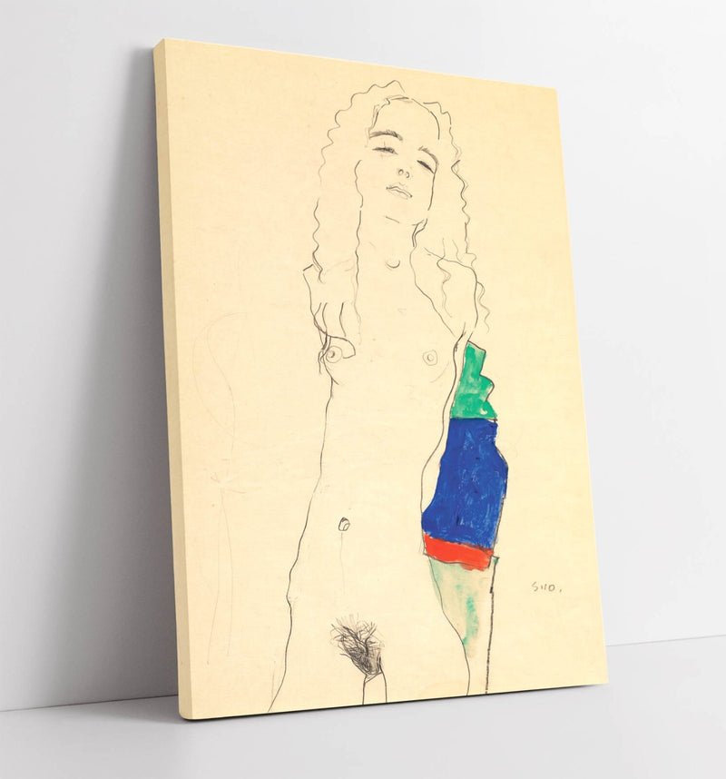 Egon Schiele Canvas Art – Framed Wall Art Featuring Standing Nude Artwork