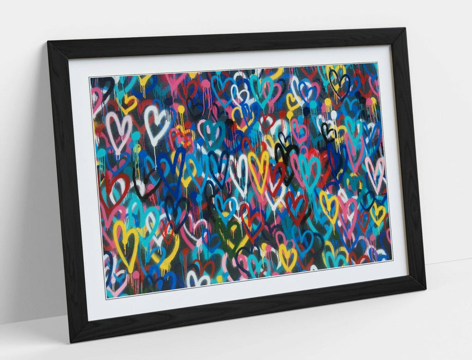 BANKSY LOVE WALL -ART FRAMED POSTER PICTURE PRINT ARTWORK- RAINBOW MULTI COLOUR
