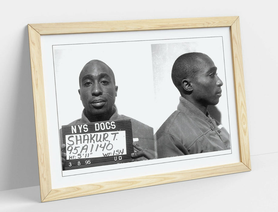 TUPAC MUGSHOT 1 -ART FRAMED POSTER PICTURE PRINT ARTWORK- BLACK & WHITE