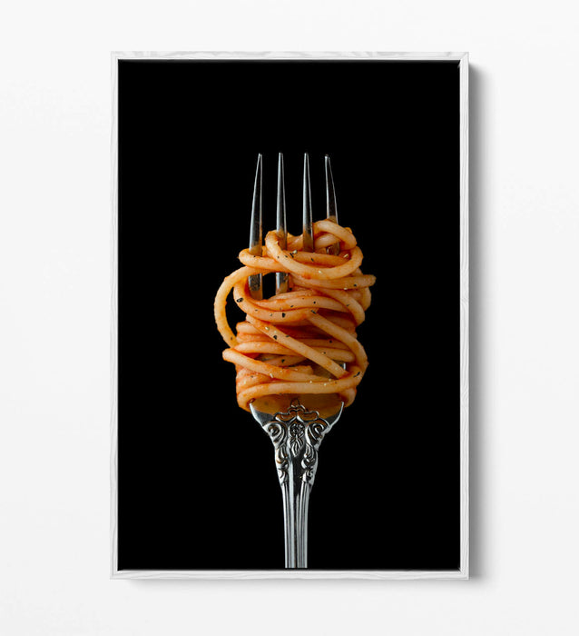 Canvas Wall Art - Spaghetti Fork Cooking Kitchen Print | Float Effect Canvas