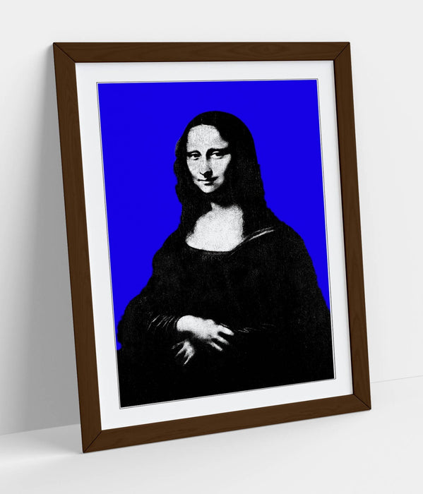 MONA LISA DA VINCI POP ART BLUE BACKGROUND -FRAMED WALL ART PICTURE PRINT
