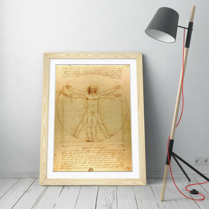Vitruvian Man Poster – Leonardo Da Vinci Art Framed Vintage Wall Print