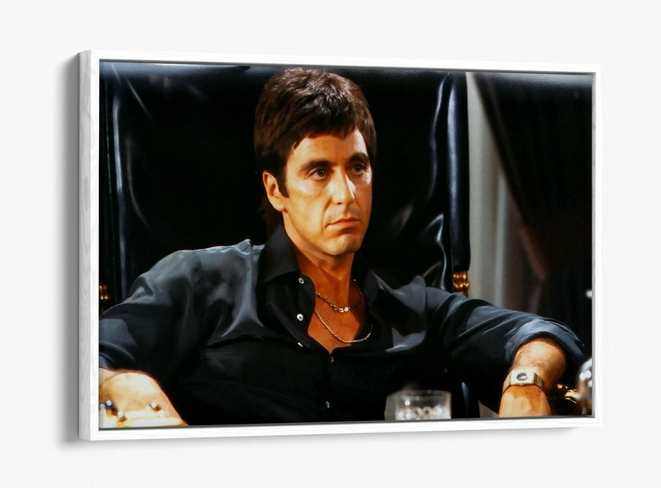 Float Effect Canvas Art – Tony Montana Scarface Black Canvas Wall Print