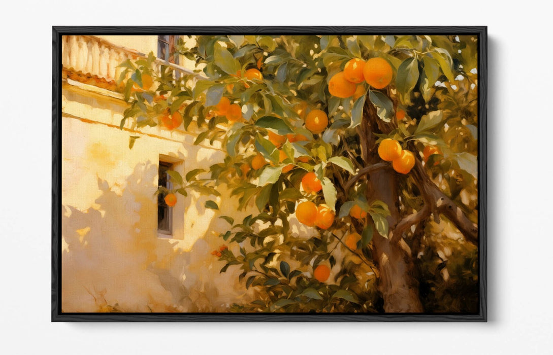 Impressionist Canvas Art – Orange Tree Artwork with Float Frame Canvas Print