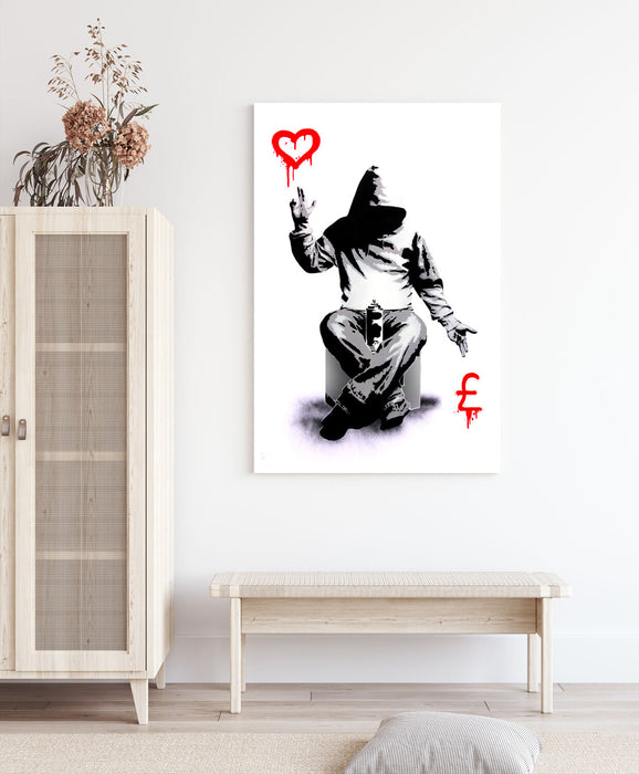 BANKSY LOVE OR MONEY GRAFFITI CANVAS WALL ART PRINT ARTWORK PAINTING DEEP FRAMED