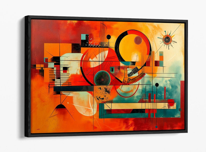 Abstract Canvas Art – Orange Blue Kandinsky Style Float Effect Canvas Print