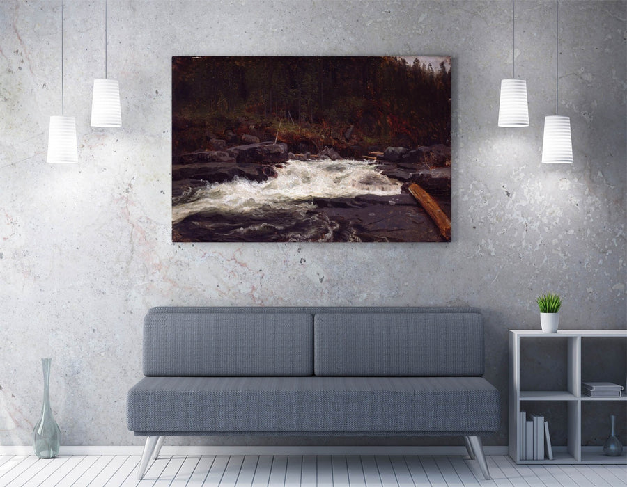 AUGUST CAPPELEN, WATERFALL IN TELEMARK -CANVAS WALL ART ARTWORK PRINT