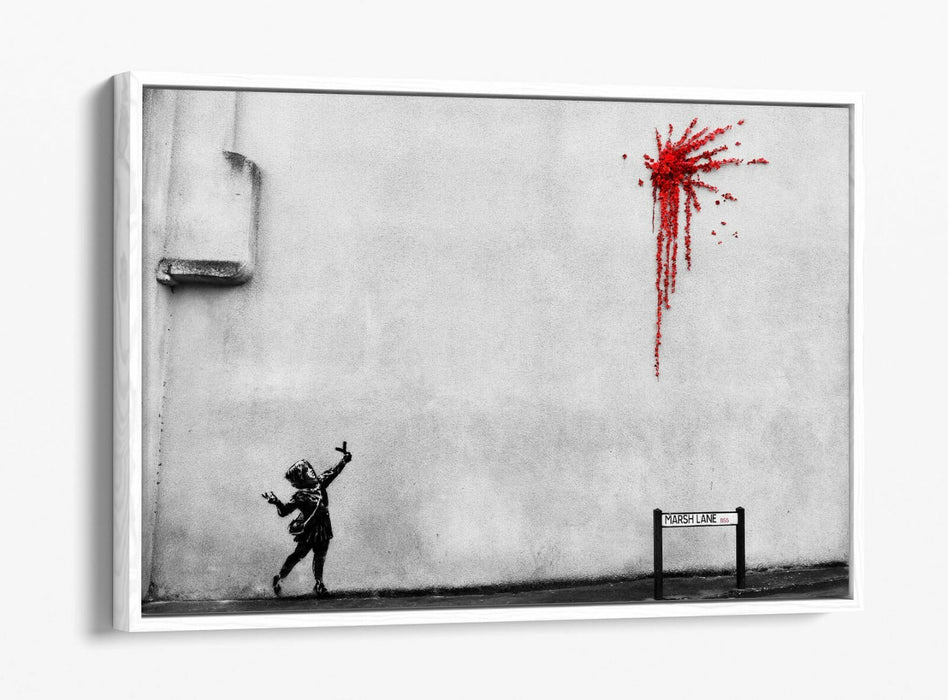 BANKSY VALENTINES ARTWORK -FLOAT EFFECT CANVAS WALL ART PIC PRINT GRAFFITI- RED
