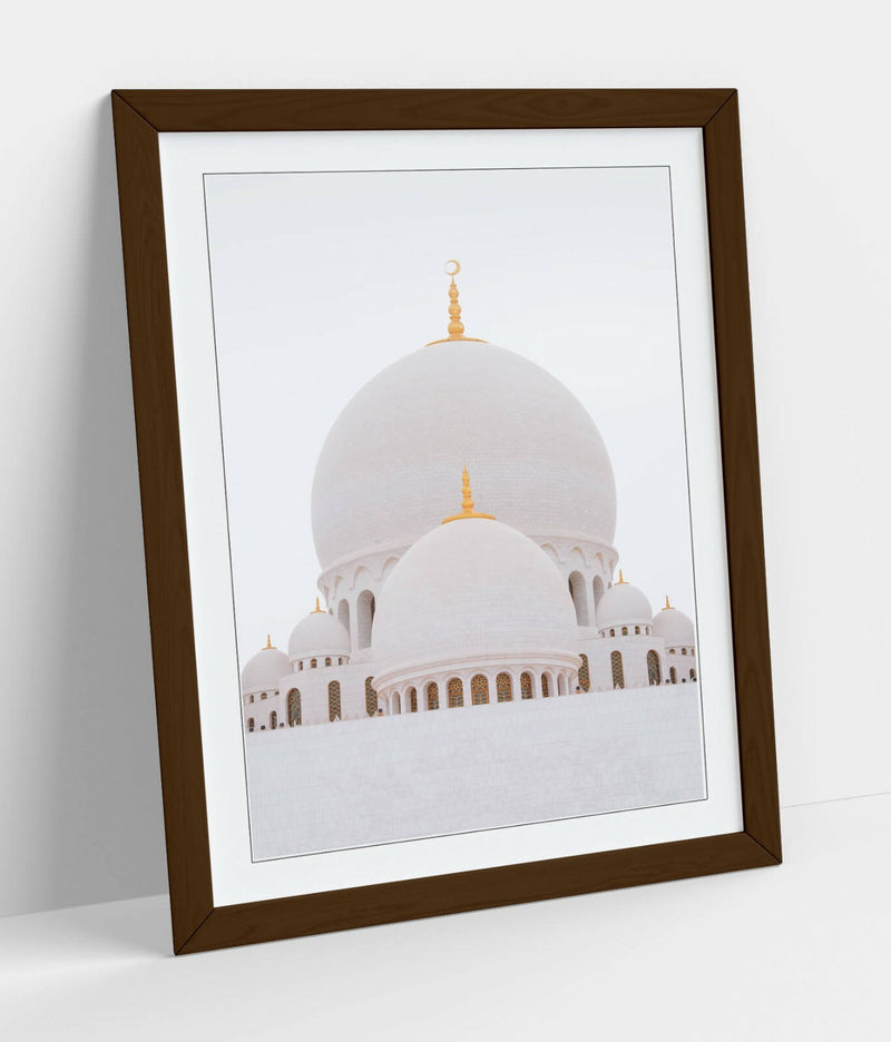 Grand Mosque Abu Dhabi Art – Framed Wall Art With Woodgrain Faux Frame