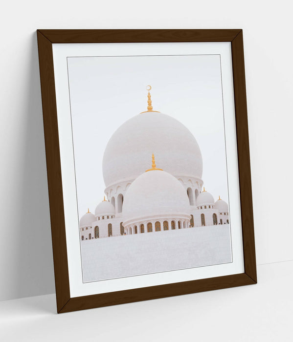 Grand Mosque Abu Dhabi Art – Framed Wall Art With Woodgrain Faux Frame