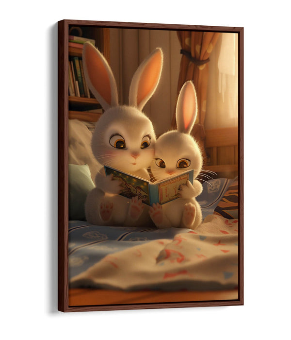 Kids Bedroom Canvas Art - Mother and Child Bunny Float Effect Wall Decor