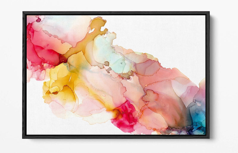 Watercolour Canvas Art - Abstract Multi Colour Painting On Float Frame Canvas
