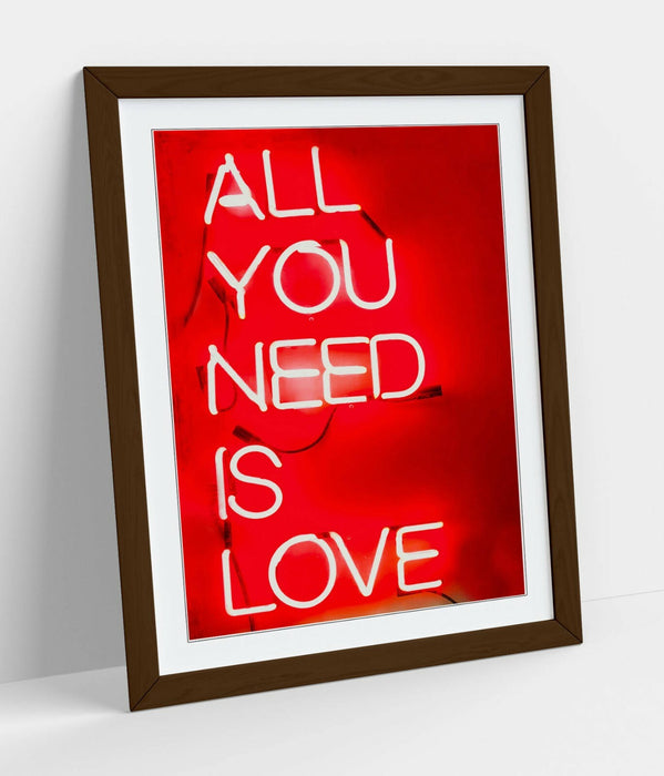 Framed Poster Print - Love Quote Poster Neon Sign Artwork | Handmade UK Frames